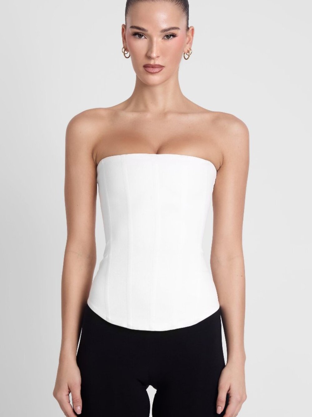 LEAU Sphynx Satin Corset Top White — Size M